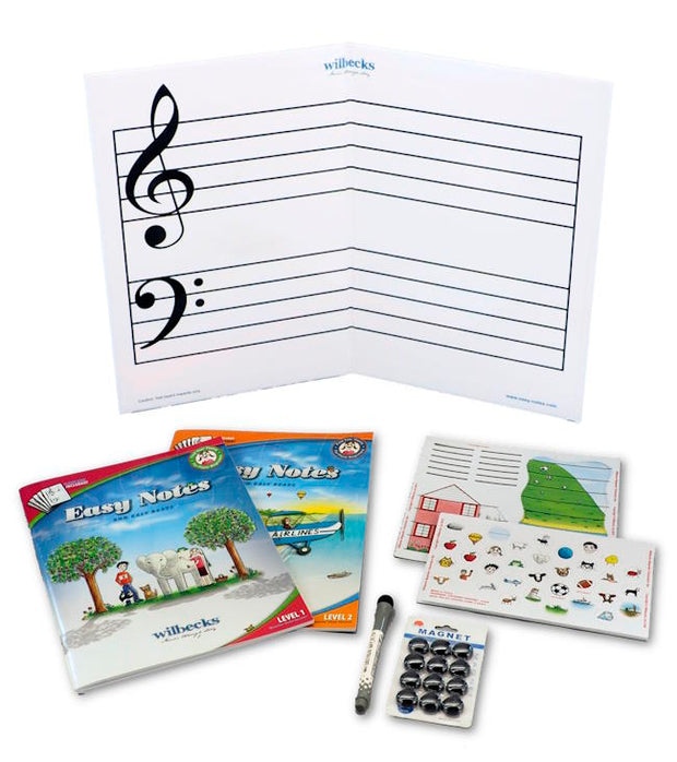 Medium Easy Notes teacher kit with theory books levels for 1 and 2 and character teaching aids 