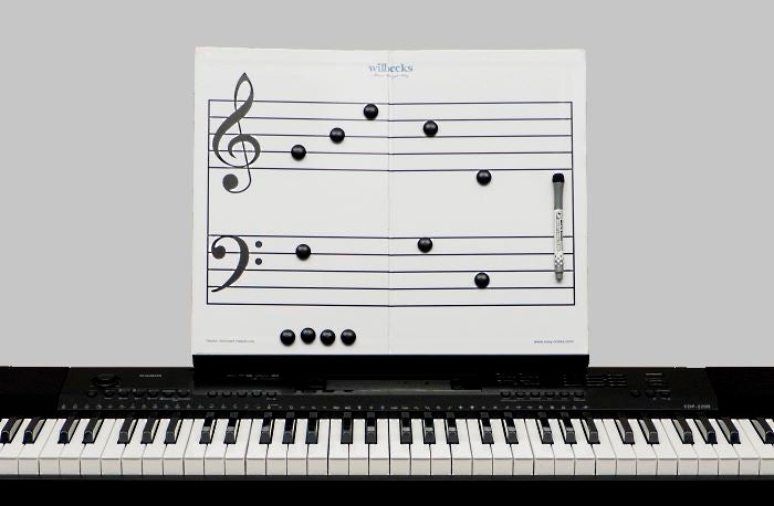 Stave board used with button magnets